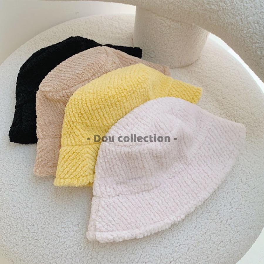 Mũ Bucket Lông Cừu Sọc Cao Cấp Retro Thời Trang Thu Đông Ấm Áp Phong Cách Nhật Bản - UILzang - Mã NL005