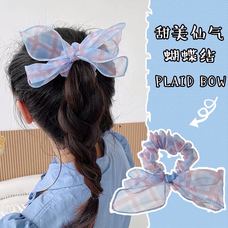 Dây cột tóc nơ hàn quốc - dây cột tóc scrunchies kẻ caro