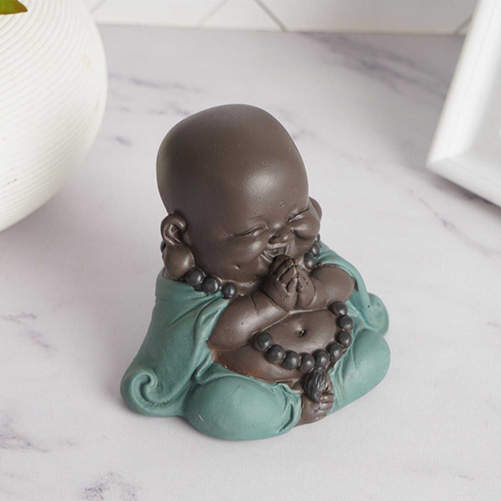 Cute Smiling Buddha Statue Handcrafts pet for Car Dashboard Shelf Decor