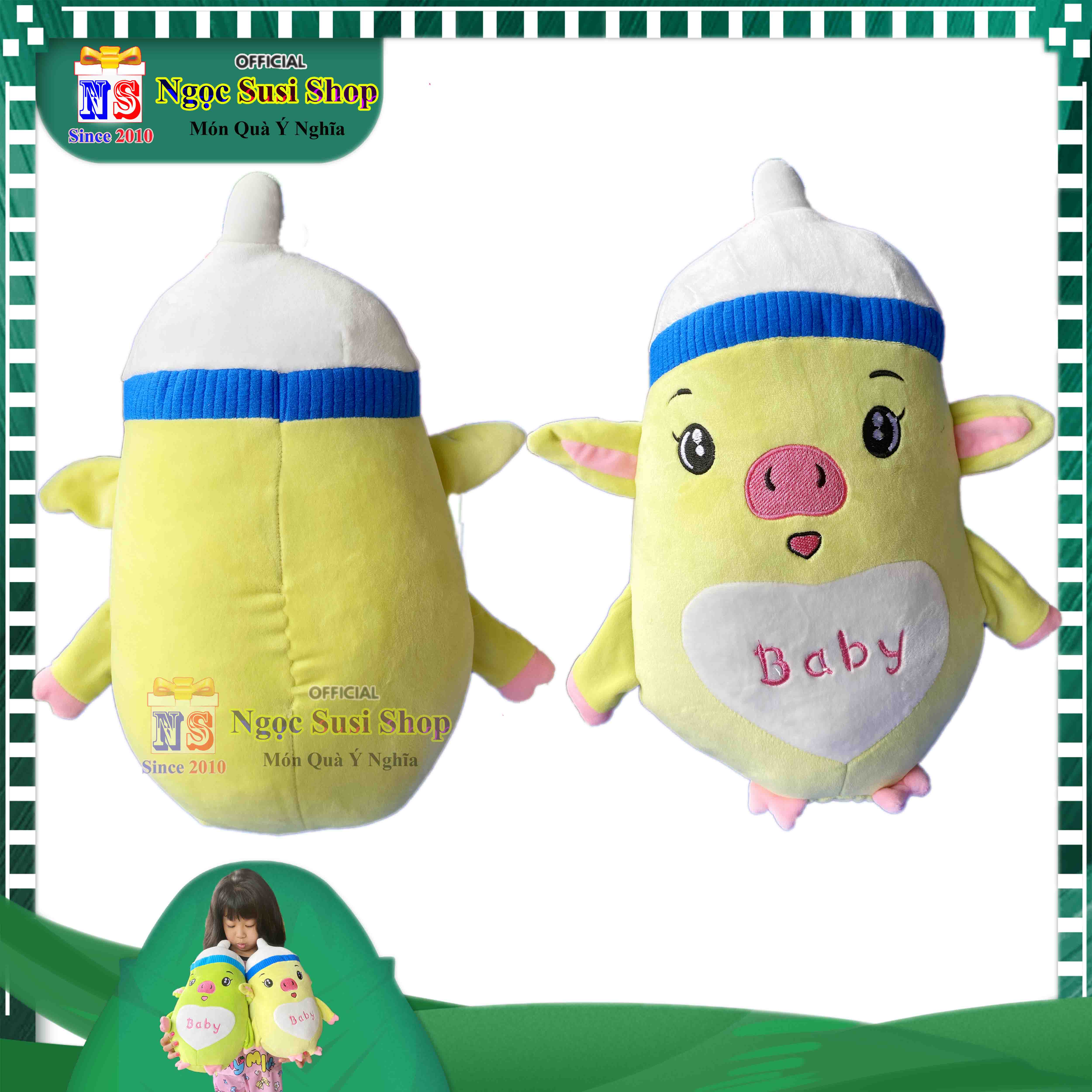 GẤU BÔNG HEO BÌNH SỮA BABY SIÊU CƯNG CHO BÉ YÊU - THÚ BÔNG HEO BÌNH SỮA