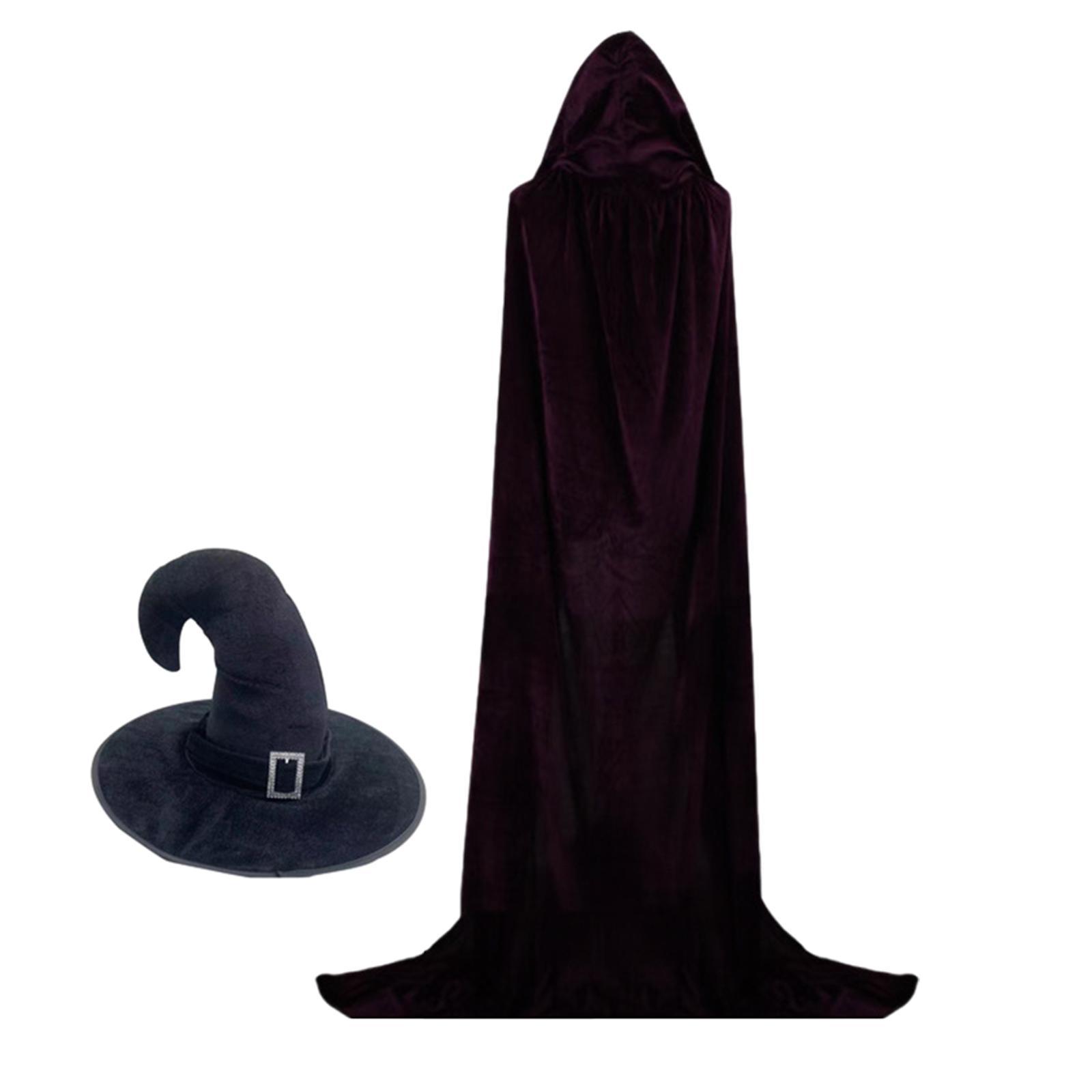 Halloween Witch Costume Set Apparel for Adults, Hooded Cape Photography Prop Outfits Cosplay Costume for Festivals, Carnival