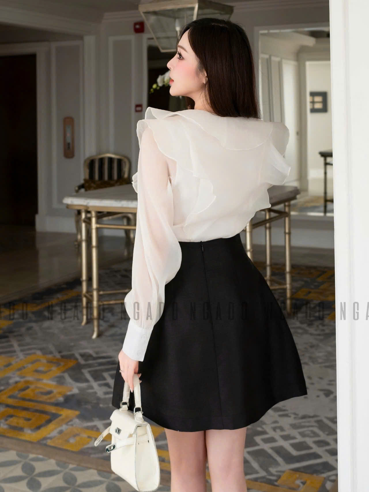 Chân váy đen vạt xéo NGADO , chân váy ngắn , chân váy công sở