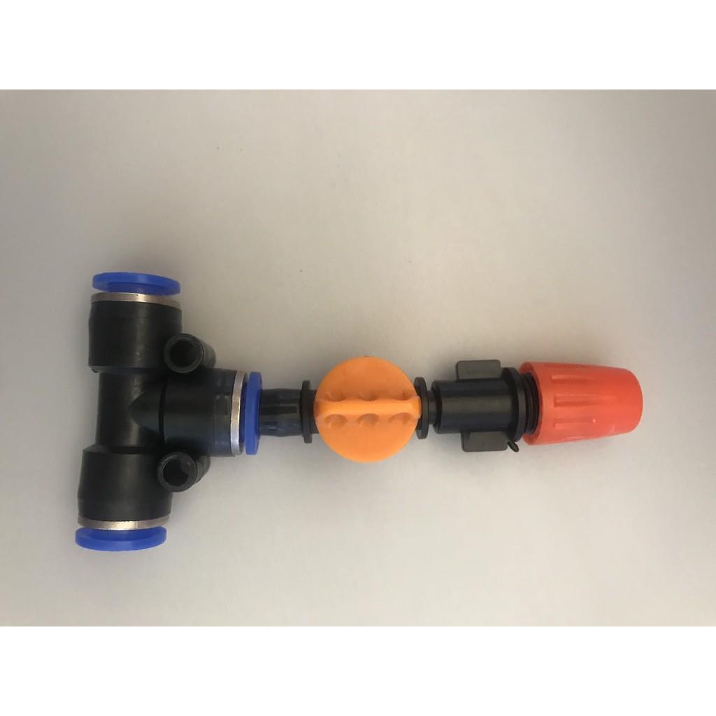 Béc phun sương đơn có van khóa đầu béc kết nối ống 8mm