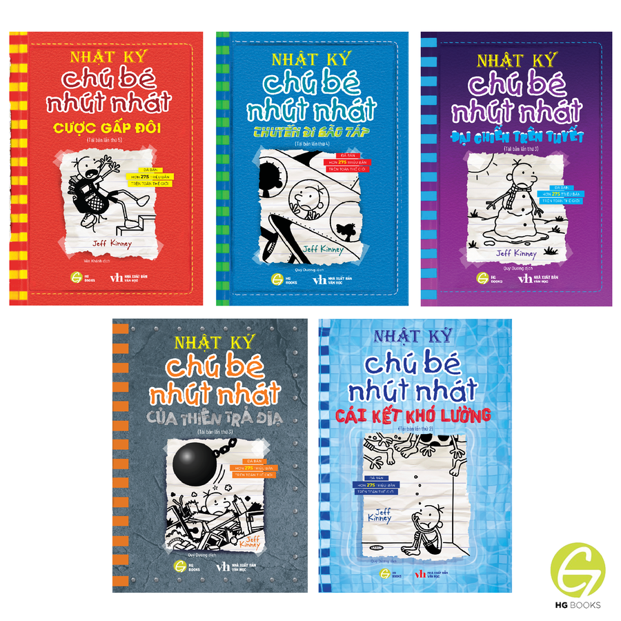 Combo 5 tập Nhật Ký Chú Bé Nhút Nhát bản Tiếng Việt - Diary Of A Wimpy Kid