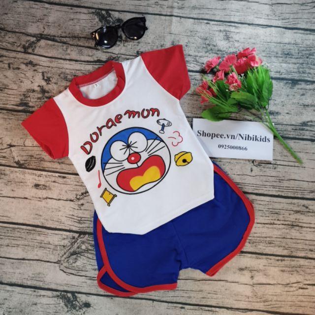 Bộ Cộc Tay Cho Bé Cotton Hình Doremon M37