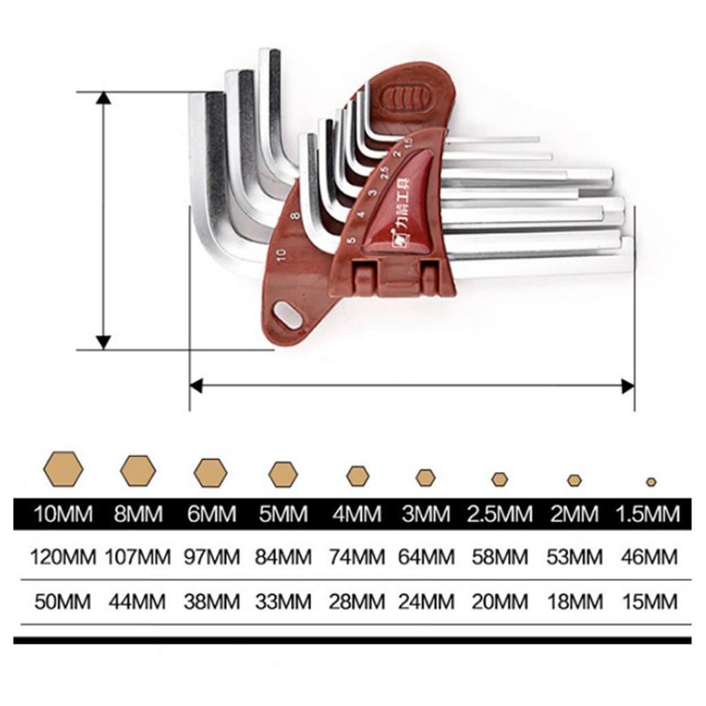 Steel L Handle Hex Key Allen Wrench Set Metric