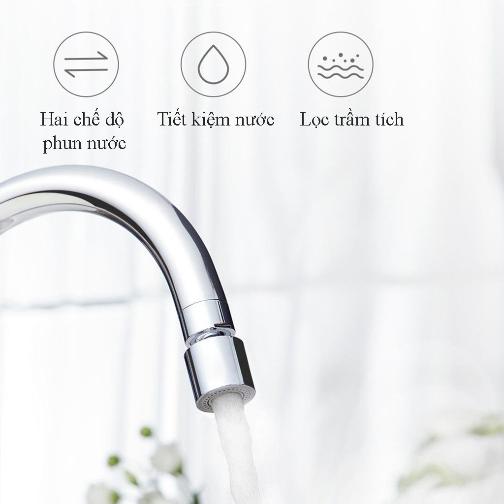 Đầu vòi nước xoay 360 độ, tiện ích, tạo bọt, tăng áp, hai chế độ nước Waternymph N028