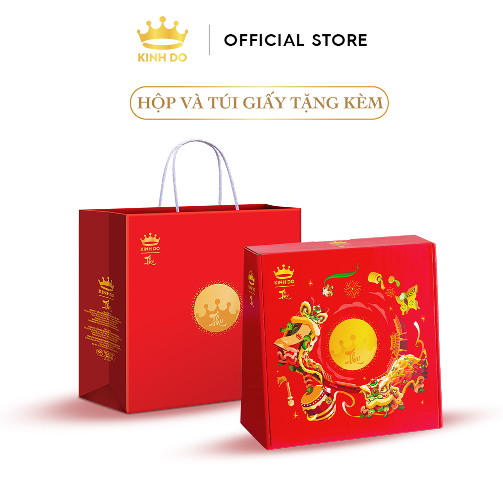 Tặng lồng đèn giấy - Hộp 4 bánh trung thu Kinh Đô &quot;Hương Sài Gòn&quot; (3 bánh x 150g + 1 bánh x 180g)