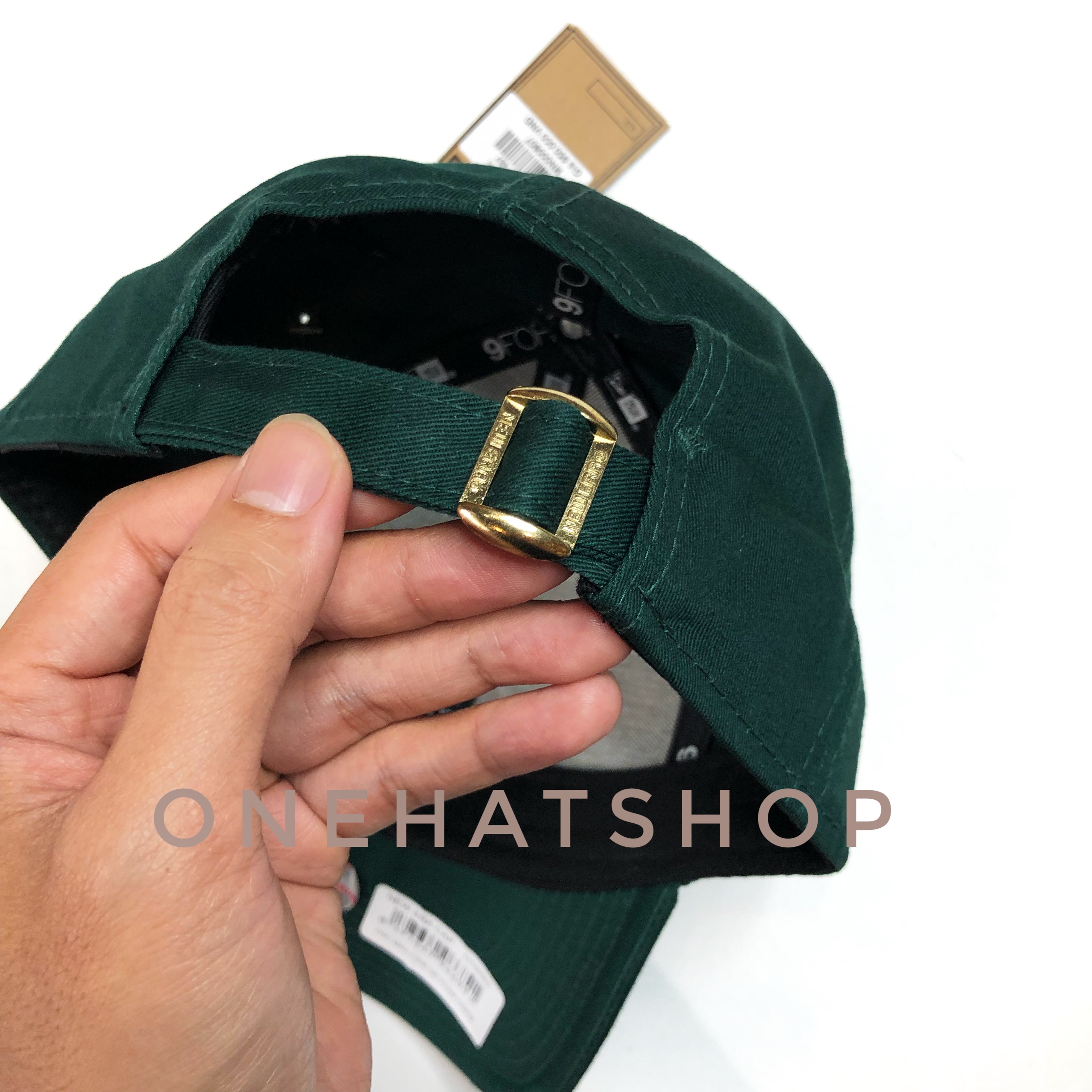 Nón kết fom cứng baseball cap NE NY vải xanh lá quai cài dây rút