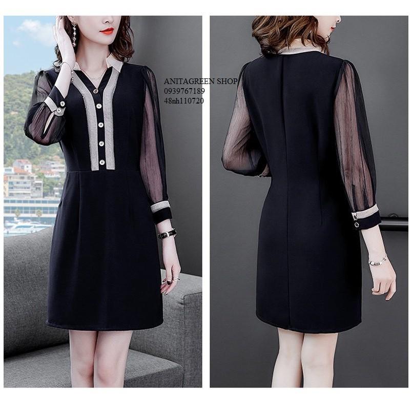 Nh110720-ĐẦM SUÔNG PHỐI MÀU TAY DÀI