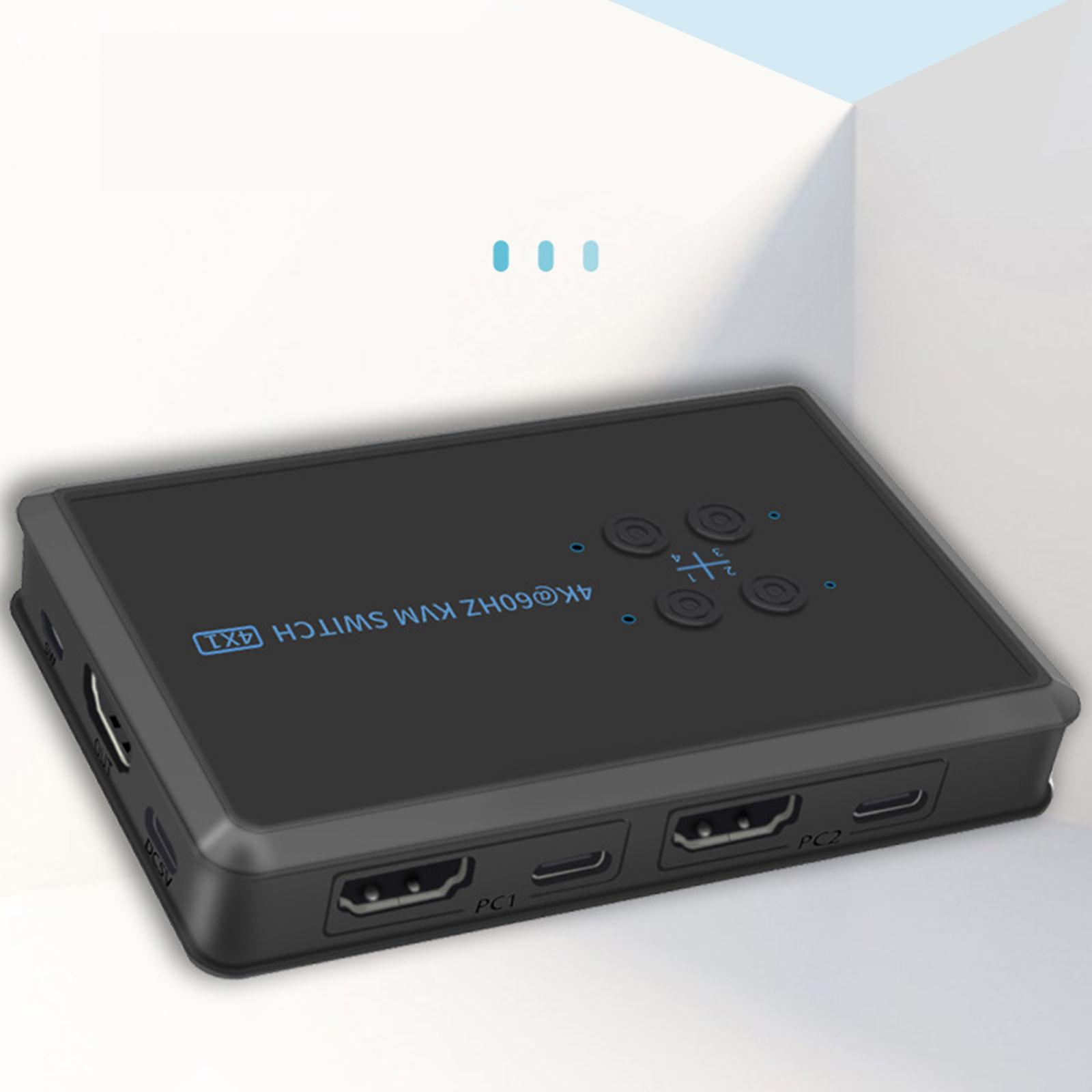 USB 2.0 KVM Switch 4 Port with USB Cable for Mouse Keyboard Monitor Sharing