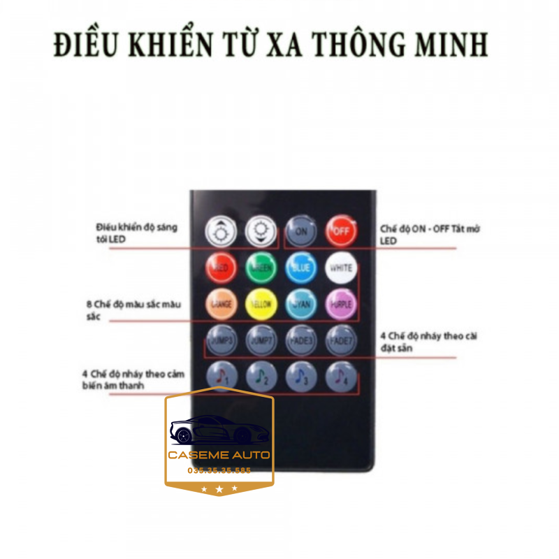 Đèn Led Gầm Nội Thất Ô Tô Nháy Theo Nhạc, Gồm 4 Thanh 22Cm 12 Bóng Led - Hàng Chính Hãng