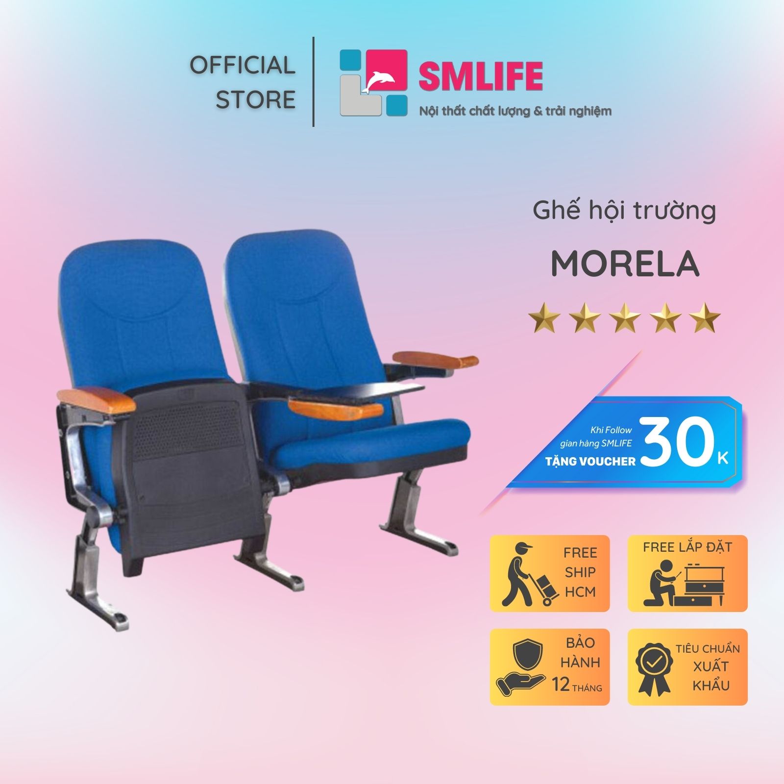 Ghế hội trường chân khoan cố định SMLIFE Morela