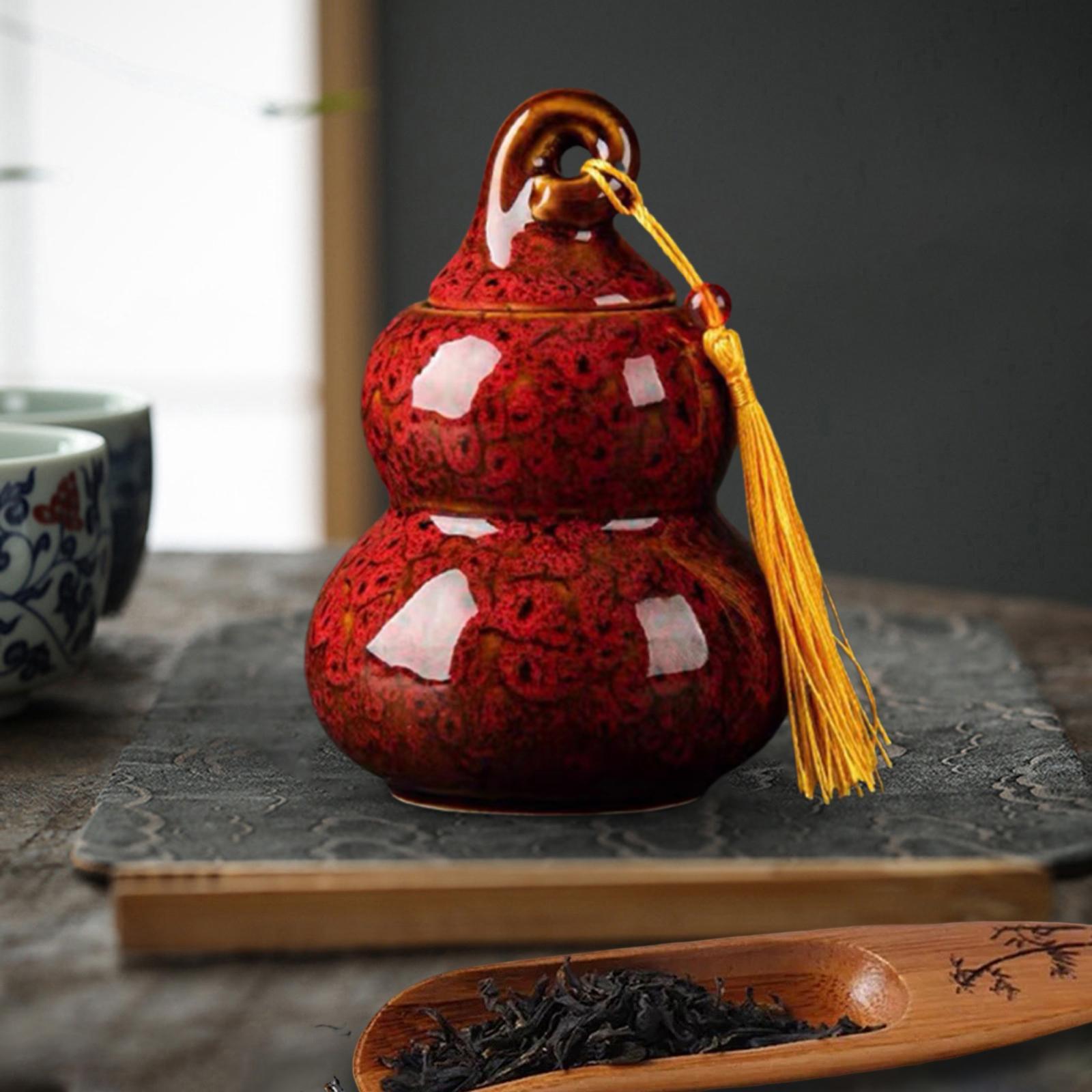 Ceramic Tea Container Desktop Food Storage Jar Exquisite Glaze Loose Tea Tin