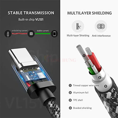 Cáp USB Type-C to USB Type-C Ugreen 60W PD 2m US161 50450 - Hàng chính hãng