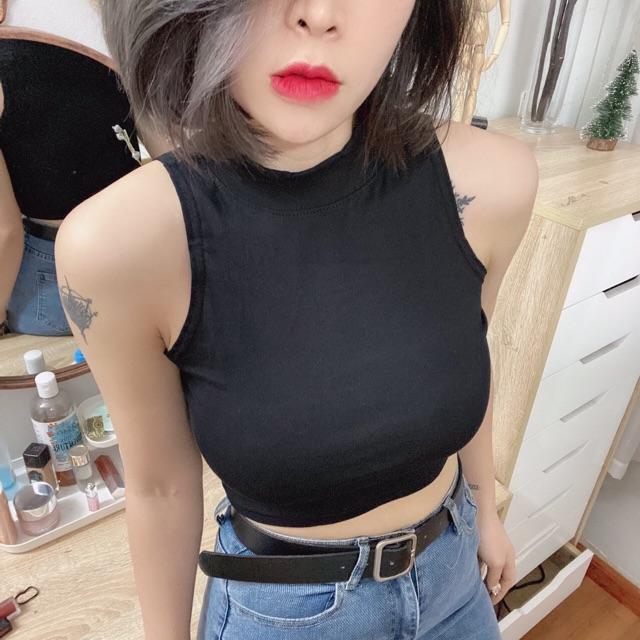 ÁO SÁT NÁCH 3 lỗ ngược Basic dáng croptop- hình thật