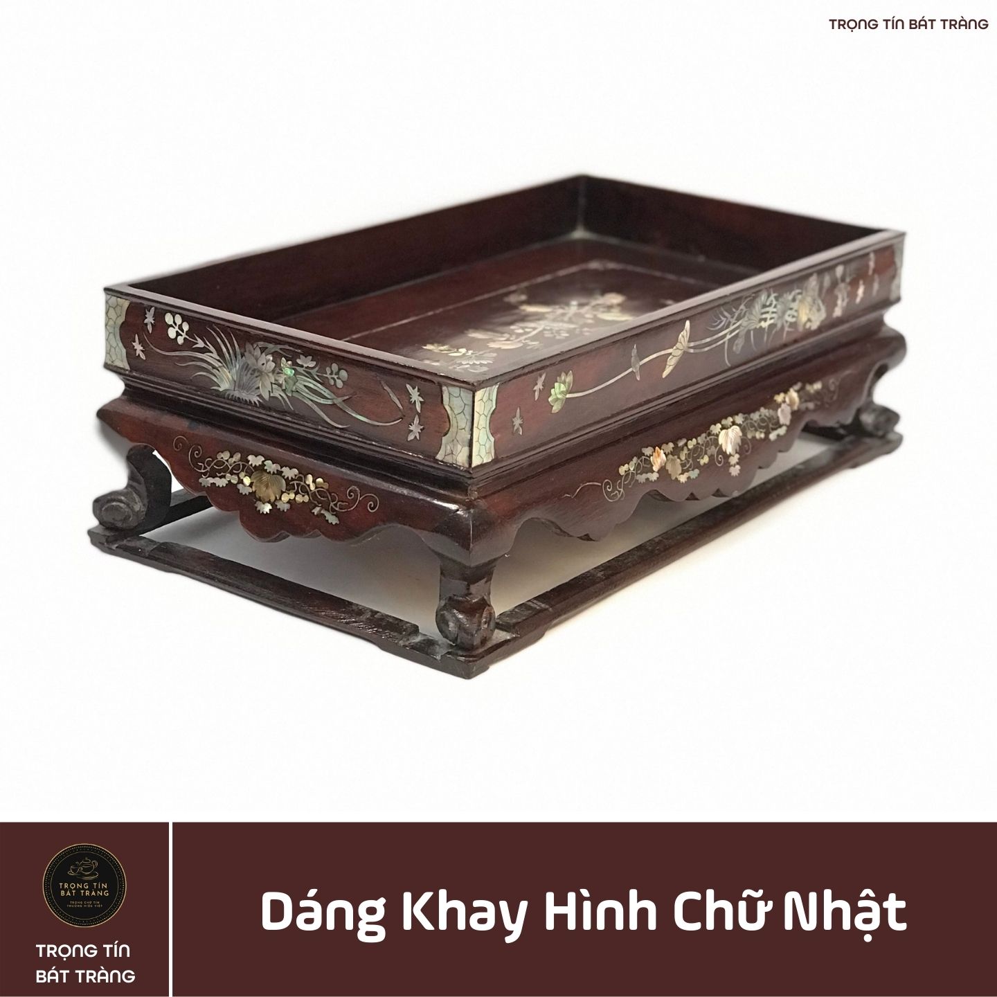 Khay Trà Gỗ Hương Hình Chữ Nhật  Kích Thước 35*20*11 cm KT 85