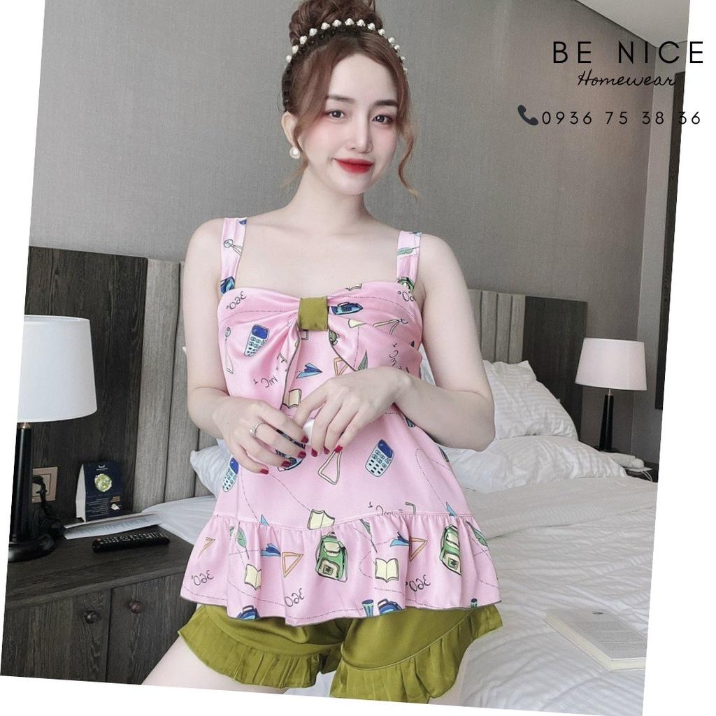 Bộ dây ngắn mặc nhà phối nơ với nhiều họa tiết đáng yêu cho nàng Be Nice Homewear