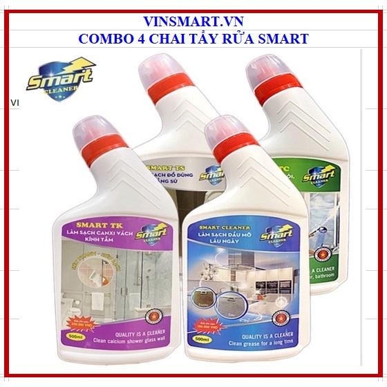 Tẩy rửa Smart: Tẩy sứ, Tẩy cặn canxi kính, dầu mỡ, cặn canxi inox siêu sạch, Tẩy kính