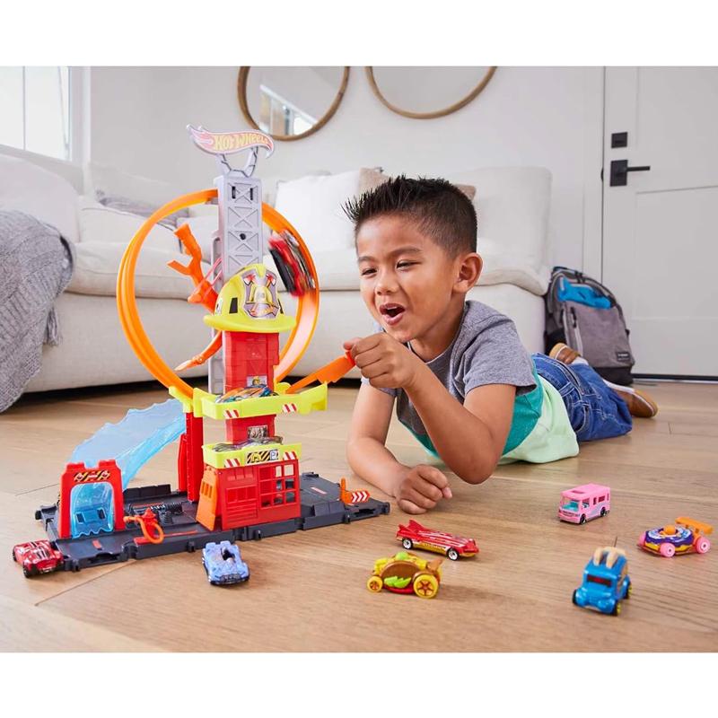 Bộ Đồ Chơi Trạm Cứu Hỏa Xoắn Ốc Siêu Cấp - Hot Wheels HKX41
