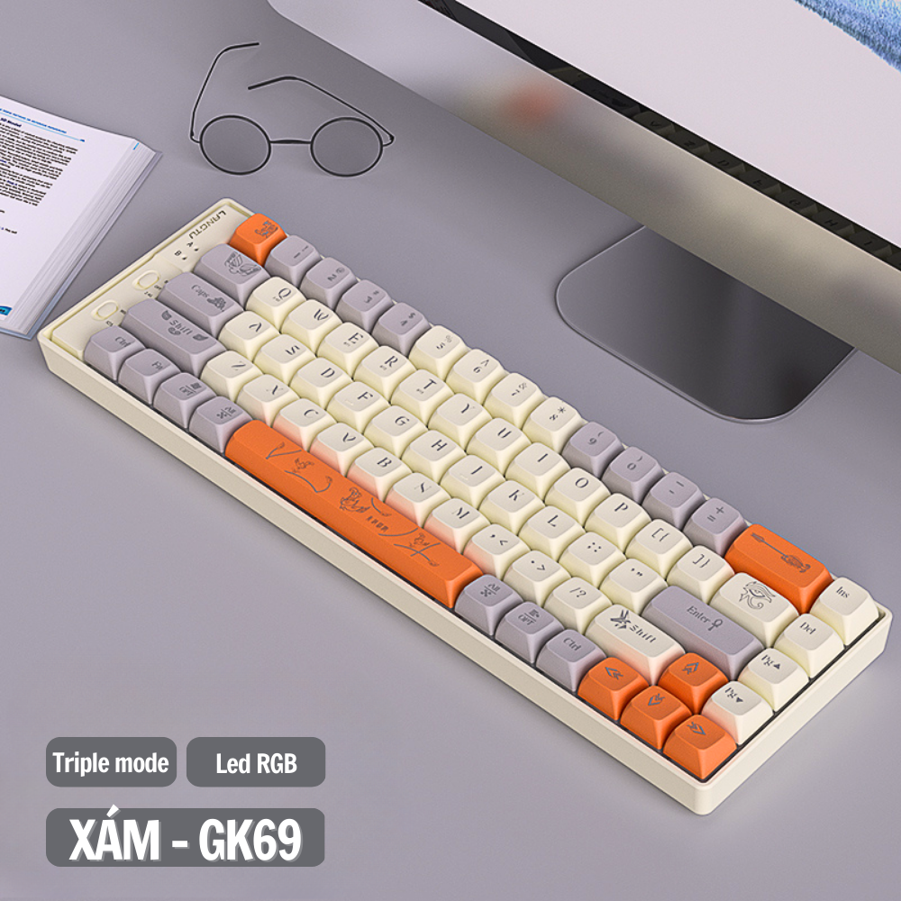 Bàn Phím Máy Tính Cơ Gaming Hotswap Langtu GK69 Triple Mode Không/Có Dây Hàng Chính Hãng
