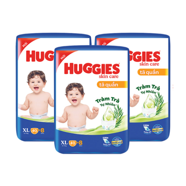 Combo 3 Tã/bỉm quần HUGGIES SKINCARE gói BIG JUMBO size XL 40+8 miếng
