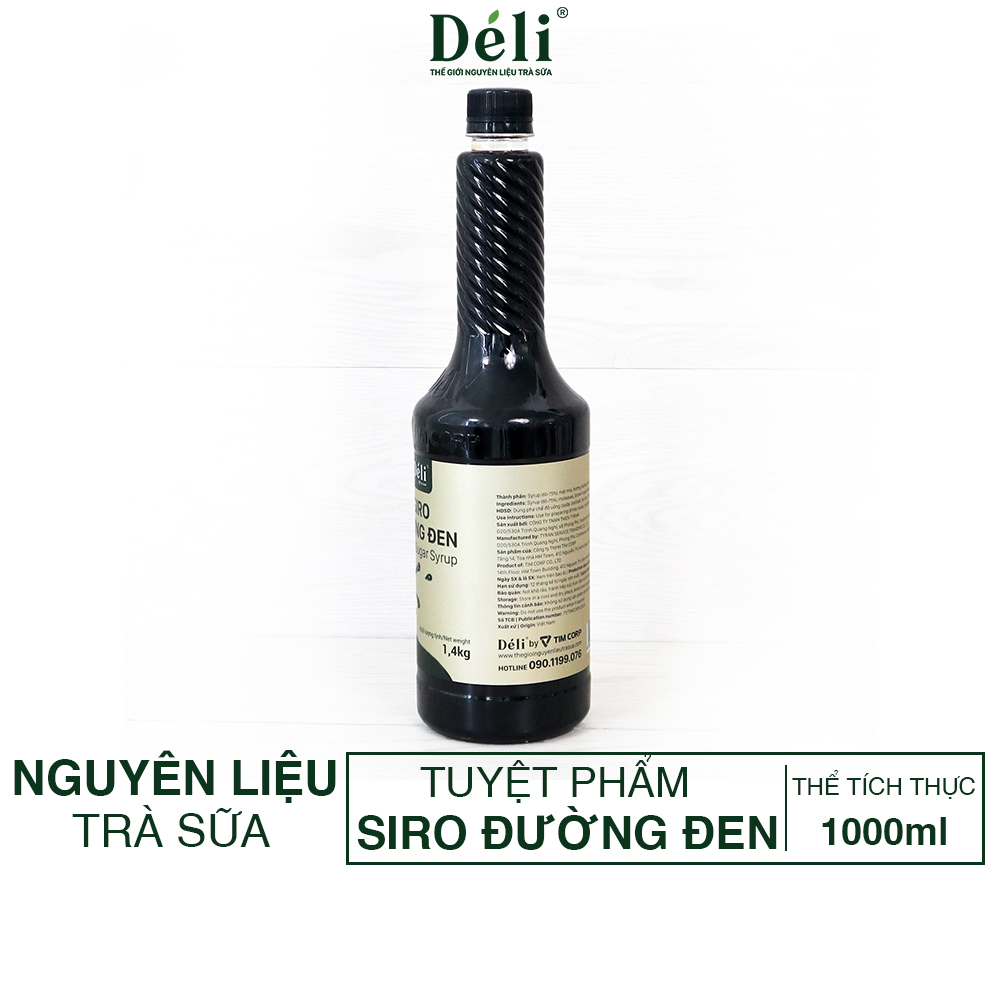 Siro đường đen Déli - 1 lít - đậm đặc, chuyên dùng pha chế trà trái cây, soda