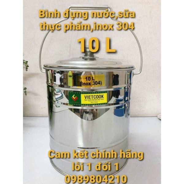 (Có Video SP)Bình đựng nước sữa ,thực phẩm inox 10 ,15 lít ko vòi SUS 304 ,Bình nước inox 10, 15 lit 304, CHÍNH HÃNGVN