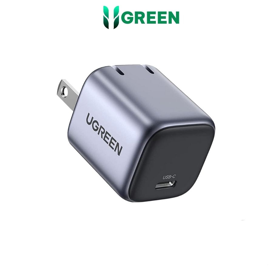 Ugreen 90901 30W chuẩn cắm US Màu Xám Củ sạc nhanh GAN cổng USB-C CD319 Hàng chính hãng