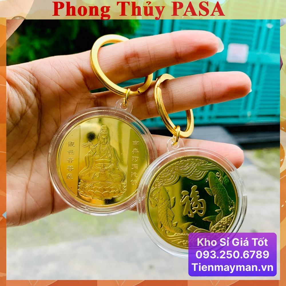 Móc treo balo túi xách Đồng Xu Hình Phật Quan Âm - NELI - RƯỚC LỘC XUÂN