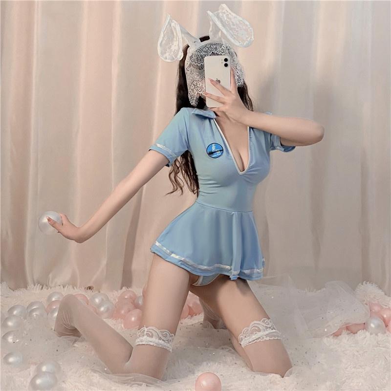 Váy ngủ hóa trang bé thỏ ngọc xanh dễ thương cosplay thỏ bunny xẻ ngực sexy đáng yêu / không kèm tai thỏ BIKI HOUSE N730