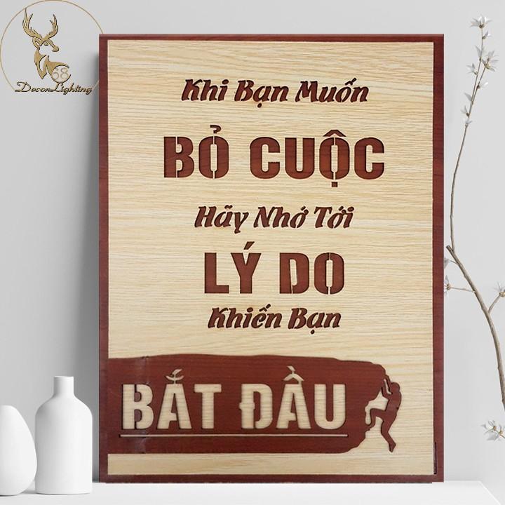 Tranh treo tường, trang tạo động lực, tranh trang trí, tranh gỗ câu slogan LP0401
