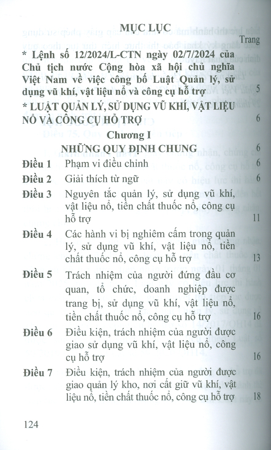 Luật Quản Lý, Sử Dụng Vu Khí, Vật Liệu Nổ Và Công Cụ Hỗ Trợ Năm 2024