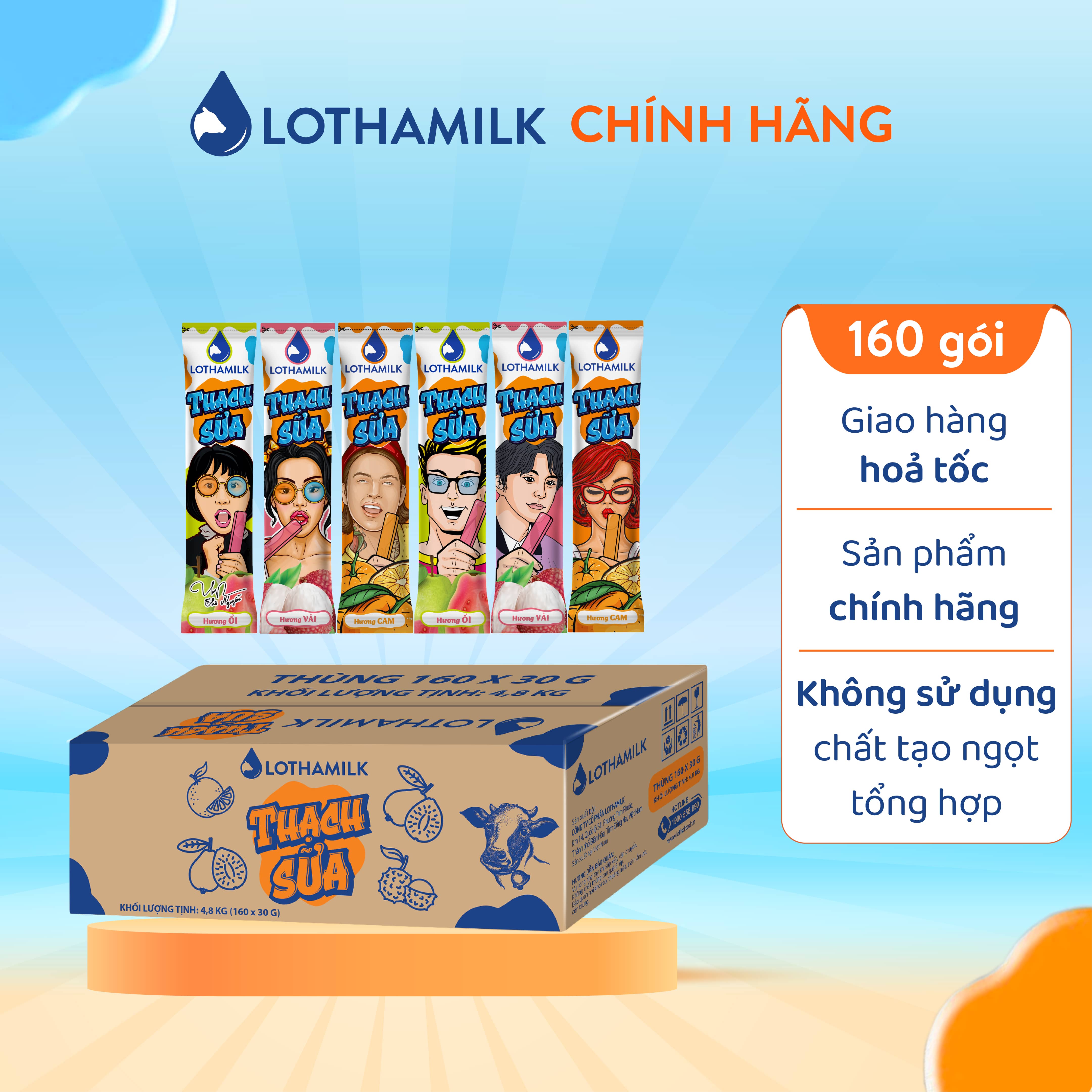 Thạch Sữa Lothamilk thùng 160x30g