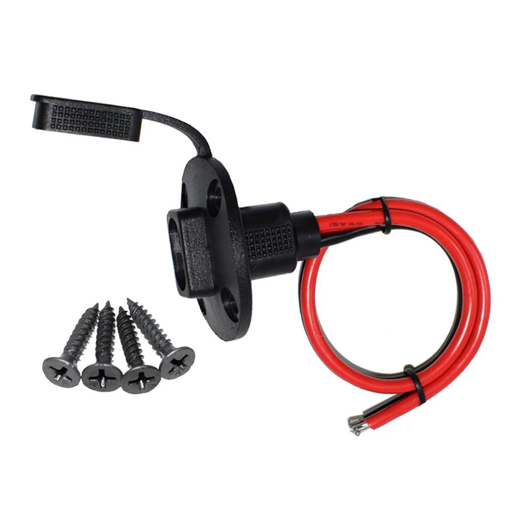 4 Pieces Solar 30cm SAE Socket Sidewall Port Cable Connector with 4 Screws