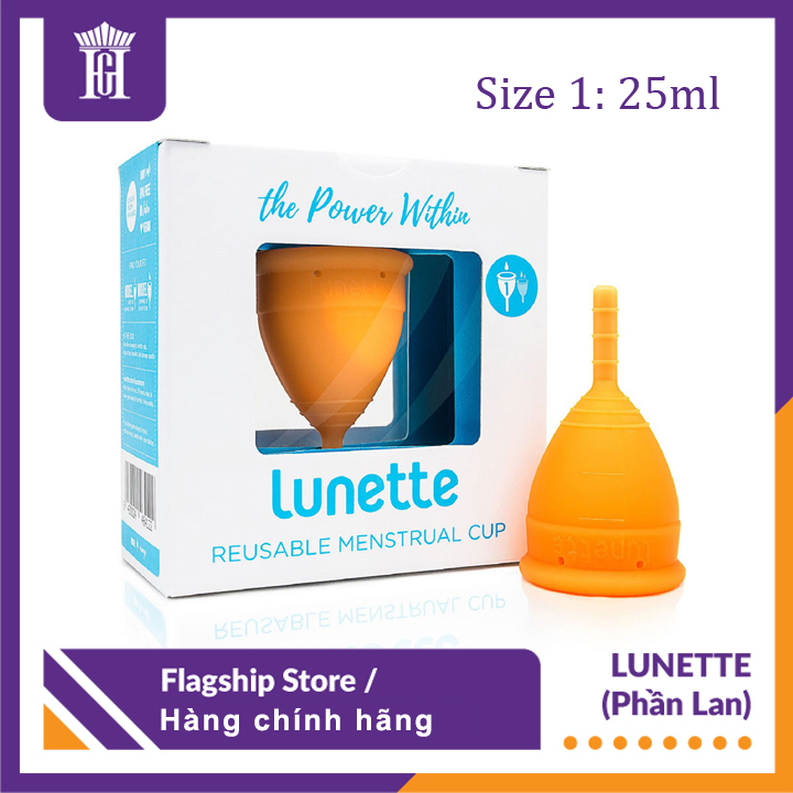 Cốc Nguyệt San Lunette Màu Cam - Vật Liệu 100% Silicon Y Tế Đạt Chứng Nhận FDA - Nguyên Tem Niêm Phong - Sản Xuất Tại Phần Lan - Hàng Chính Hãng - Lunette Menstrual Cup Orange