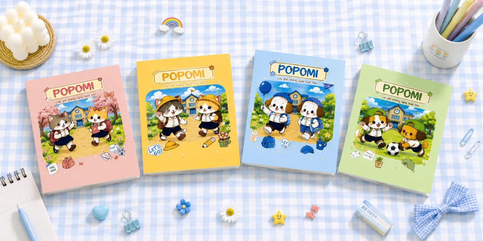Tập Học Sinh Popomi - 4 Ô Ly Vuông - 96 Trang 100gsm - The Sun (Mẫu Bìa Giao Ngẫu Nhiên)