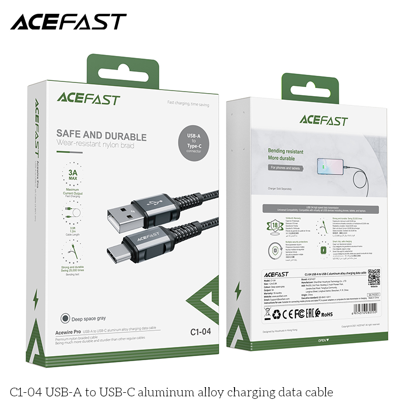 Cáp Sạc Acefast Type C 1.2m C1-04 - Hàng Chính Hãng