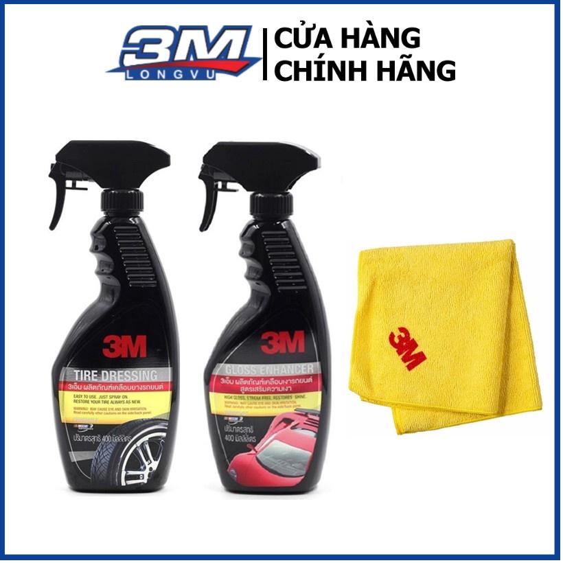 Combo Chai Xịt Bảo Dưỡng Lốp Xe + Chai Xịt Tăng Độ Bóng Sơn + Khăn Lau Xe Chuyên Dụng 3M - 3M Long Vu