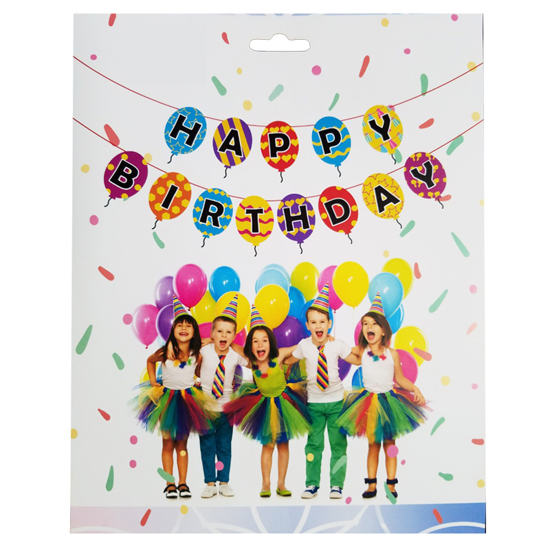 Dây treo sinh nhật Happy Birthday hình bong bóng nhiều màu