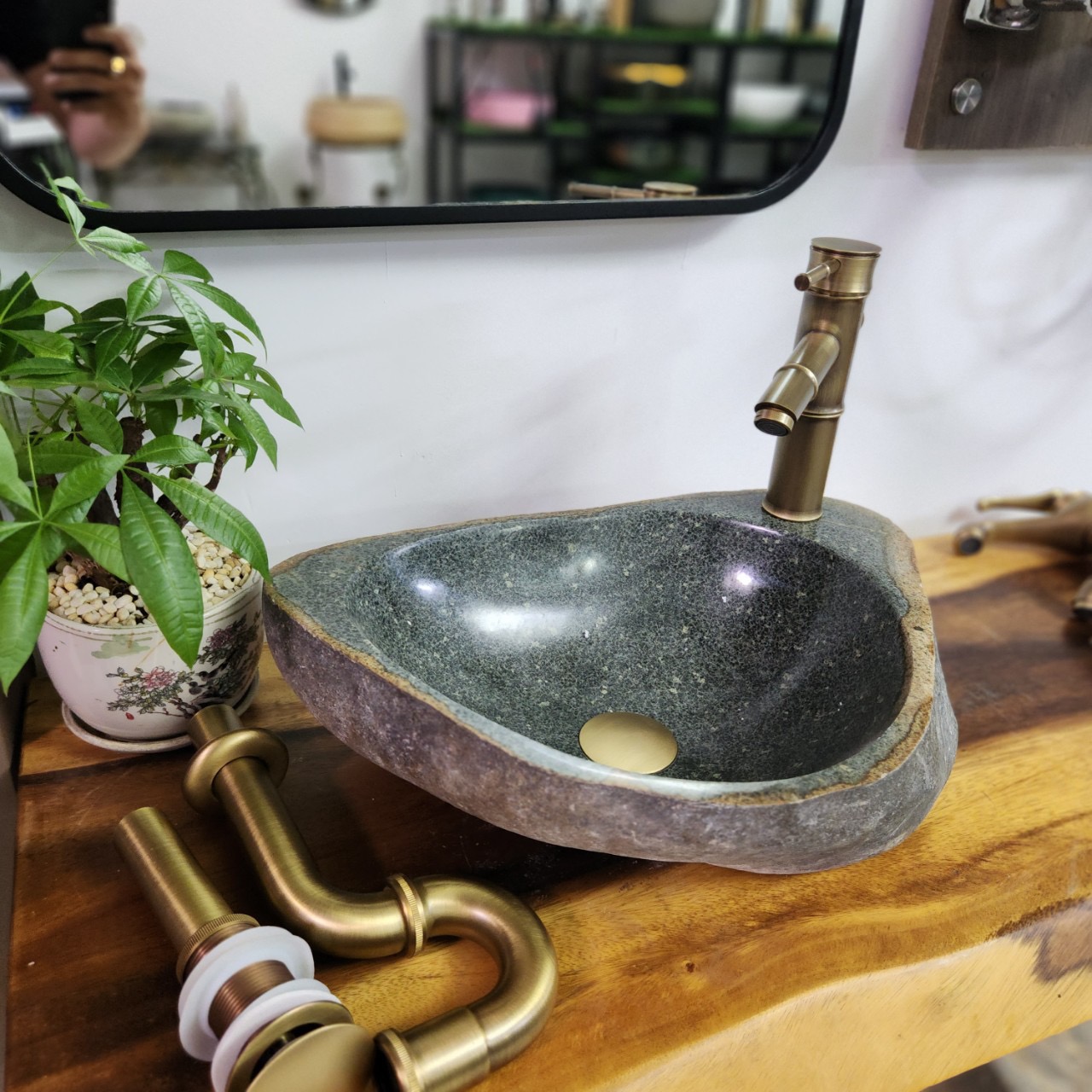 Chậu Lavabo đá cuội tự nhiên