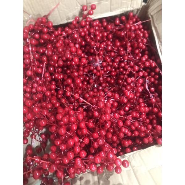 Chùm quả đỏ  may mắn trang trí cây thông Giáng sinh