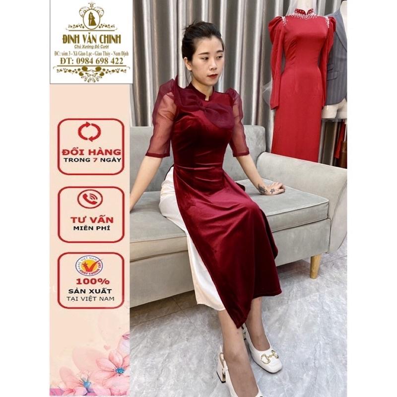 Áo dài cách tân mới tông đô sang chảnh