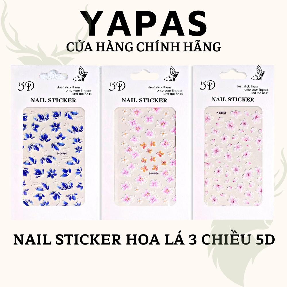 Sticker gắn dán đính móng hoa lá nail 3 chiều nổi 5D , decal hình dán hoa nail trang trí móng cao cấp