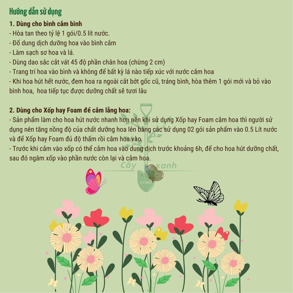 Bột Pha Nước Cắm Hoa Tươi Lâu Long Life 1 Hộp 10 Gói - Bột Dưỡng Hoa Không Héo, Lâu Tàn, Không Thối Nước