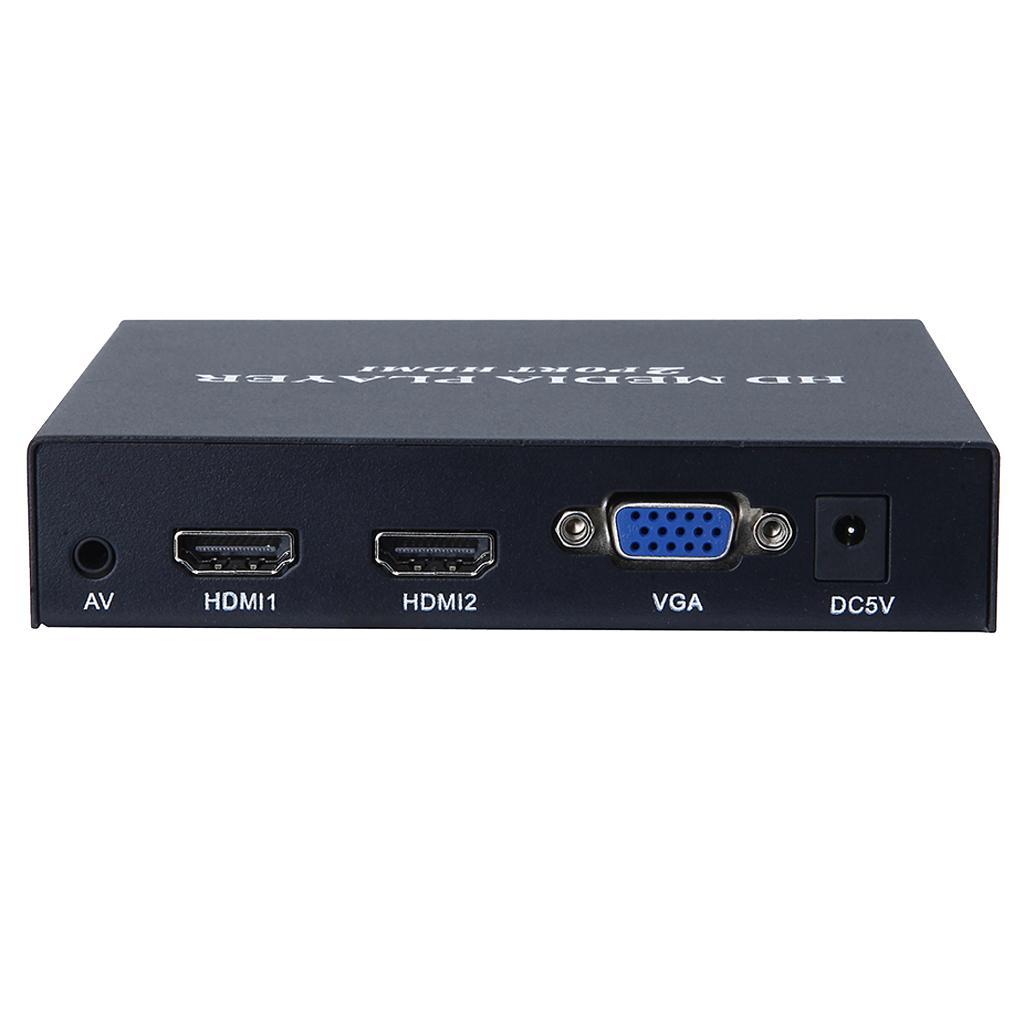 Portable HD 1080P Media Player with 2Ports HDMI/VGA/AV Outputs Black