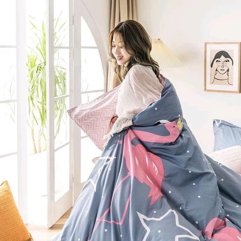 Bộ chăn ga Cotton Poly con cò hồng mẫu mới - Hàng nhập khẩu