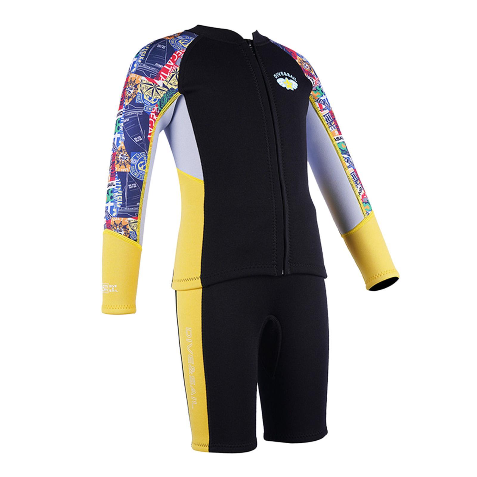 Split Wetsuit Kids Long Sleeve Wet Suit for Water Sports Canoeing Snorkeling