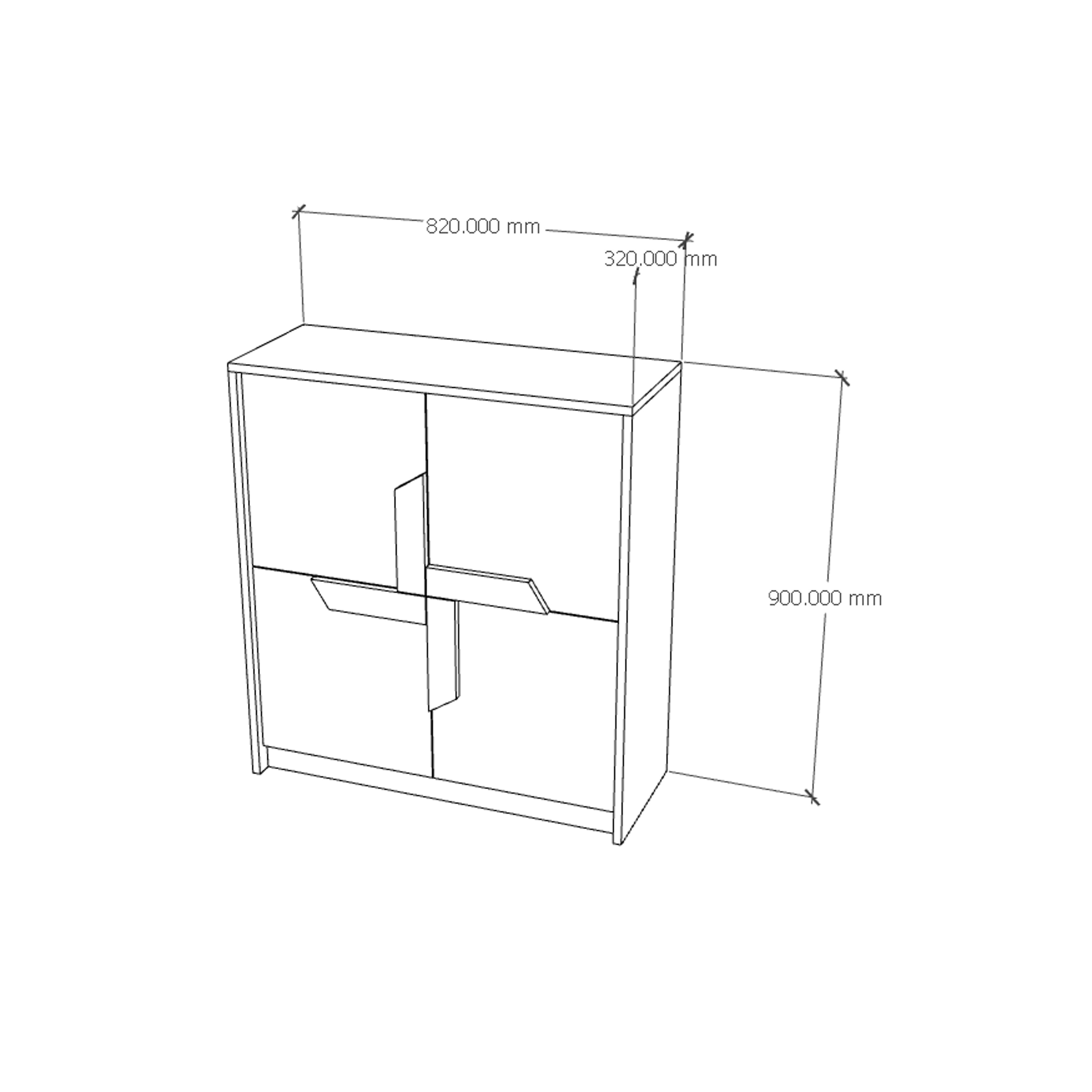 [Happy Home Furniture] PONIX, Tủ lưu trữ 4 cánh mở, 82cm x 32cm x 90cm ( DxRxC), TCM_115