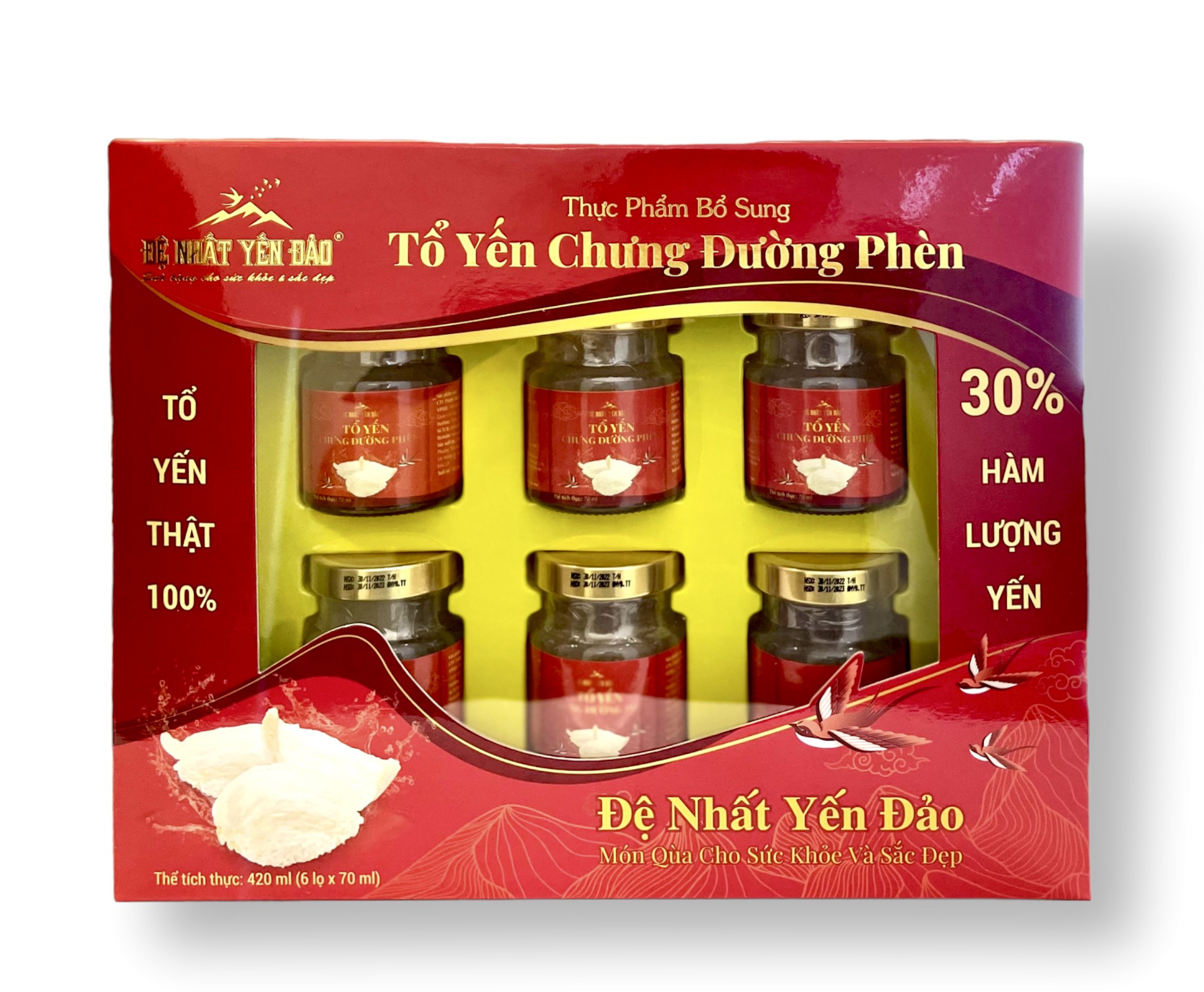 Nước Yến Sào Đệ Nhất Yến Đảo (Tổ Yến Thật 30%) (6 Lọ x 70 ml / Hộp) Thích hợp cho người lớn và người bệnh trong quá trình hồi phục sức khỏe